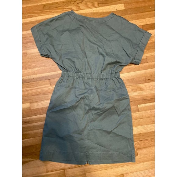 Universal Thread Zip Up V Neck Dress with Pickets Olive Green XS - Picture 4 of 5